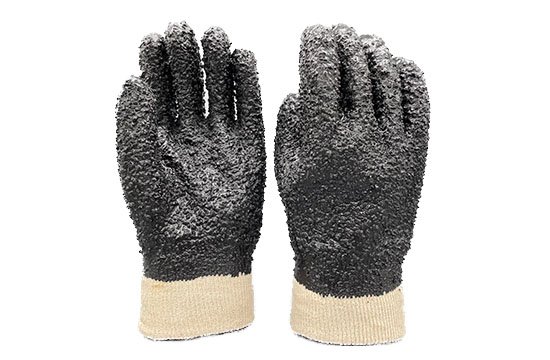 Противоскользящие перчатки из ПВХ с ребристой манжетой